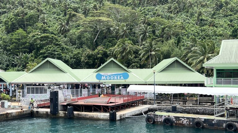 arriving at Moorea Ferry Terminal